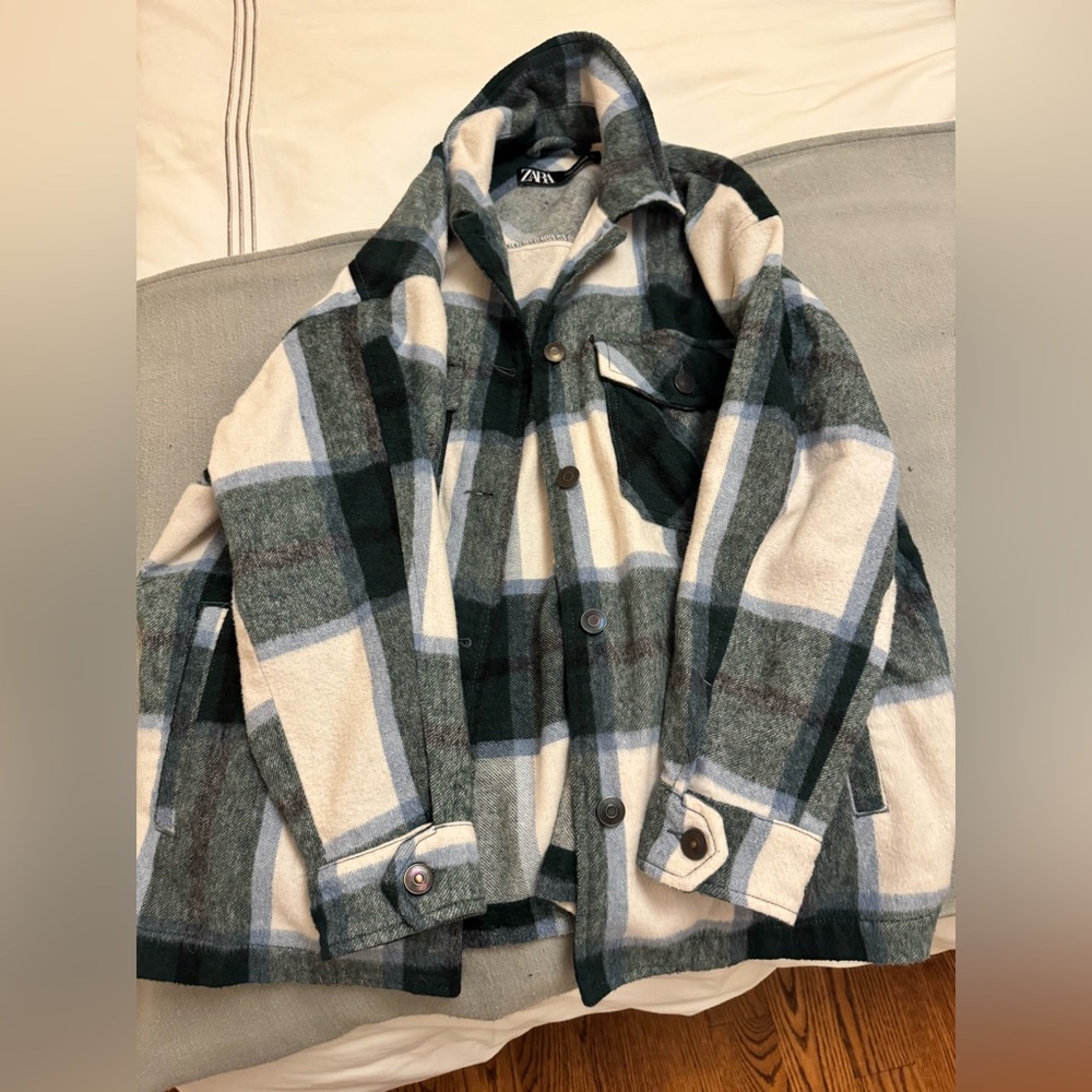 Zara Forest Green Flannel Jacket